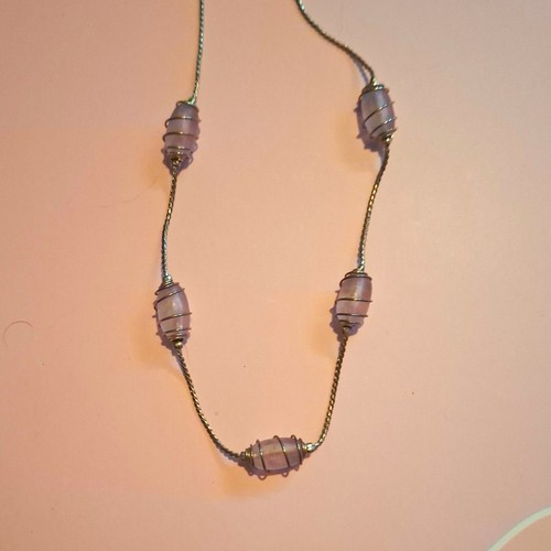 Silver tone rope - silver, beaded