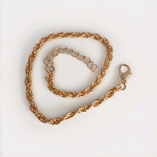 Gold tone metal rope - tone, anklet