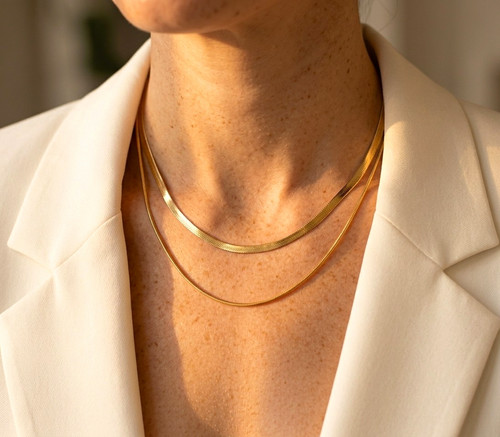 18k gold plated layered snake - 18k,