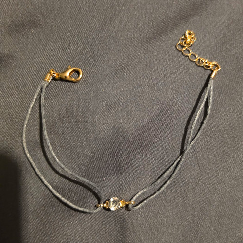 Grey cord chain bracelet - bracelet, gold